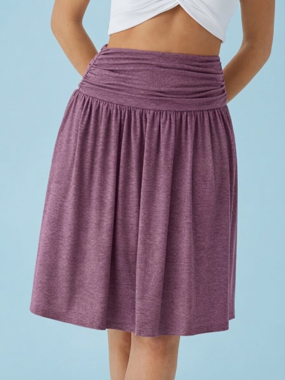 Mauve Gathered Mini Skirt